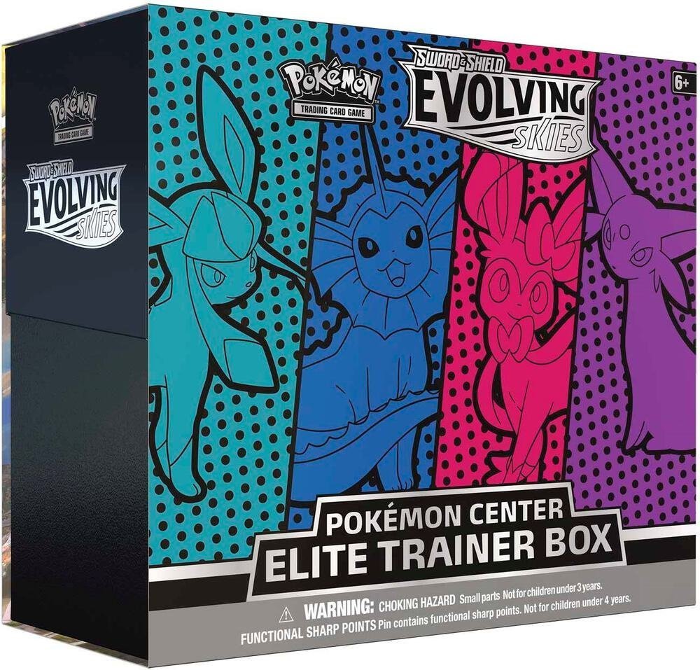 Evolving Skies Pokemon Center Elite Trainer Box [Glaceon/Vaporeon/Sylveon/Espeon] (Exclusive) – SWSH07: Evolving Skies (SWSH07)